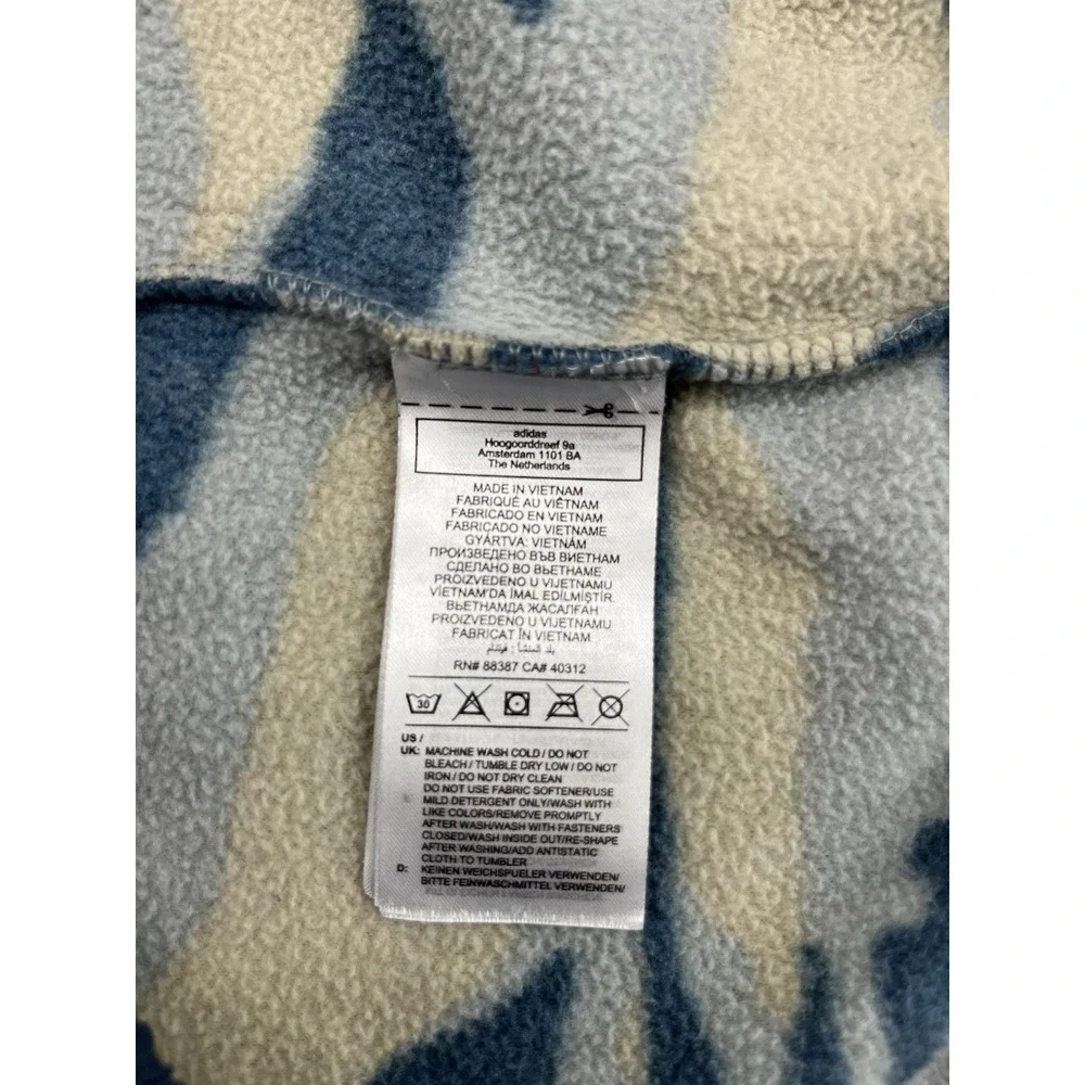 Adidas Camo Fleece Sweatshirt Men XL Blue Crew Neck Stretch Long Sleeve Pullover